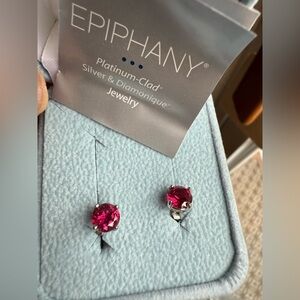 Vintage Epiphany Sterling  Silver and red gemstone Earrings